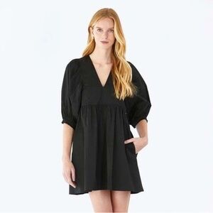 Hunter Bell “Maya” Black Cotton Puff Sleeve Poplin Dress – Size XL (NWOT)